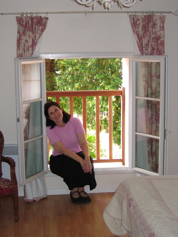 Elinor in our room at the chateau